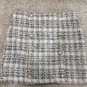 Shein white black plaid skirt